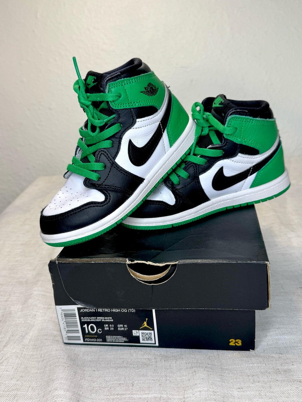 Nike Air Jordan 1 High Kids Shoes - Lucky Green/Black/White